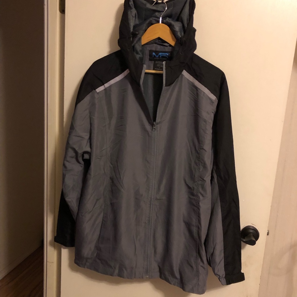 Men's Gray and Black Windbreaker Jacket unisex large